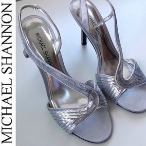 MICHAEL SHANNON Alicia Silver Sequin Heels (9)